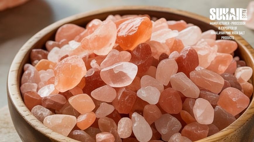 Natural Himalayan pink salt crystals by Suhail Salt – unrefined, mineral-rich rock salt from Himalayan mines