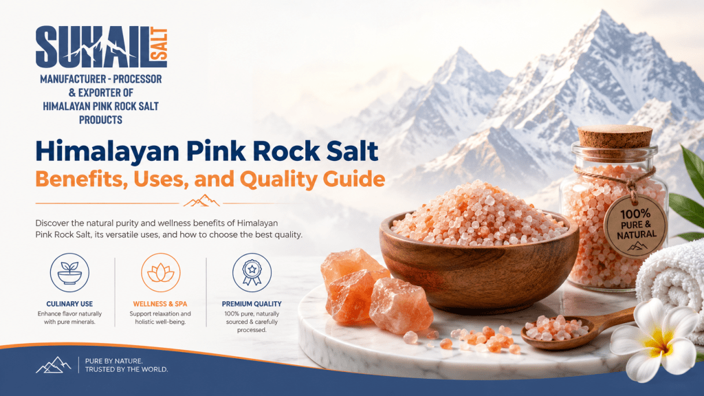 Pure Himalayan pink rock salt crystals showcasing natural trace minerals for health benefits, wellness uses, and premium quality by Suhail Salt Pakistan